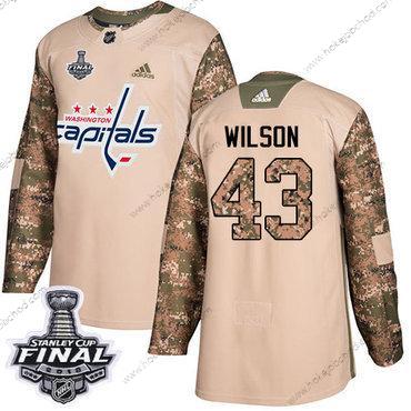 Adidas Muž Capitals #43 Tom Wilson Camo Autentické 2017 Veterans Day 2018 Stanley Cup Final Sešitý NHL Dres