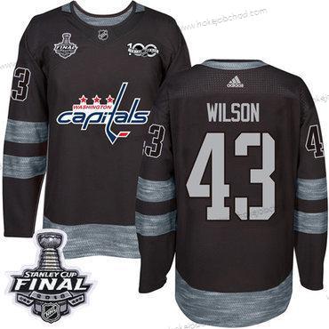 Adidas Muž Capitals #43 Tom Wilson Černá 1917-2017 100th Výročí 2018 Stanley Cup Final Sešitý NHL Dres