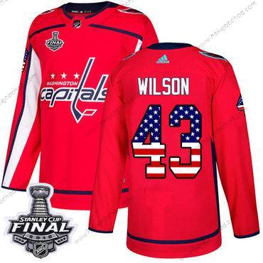 Adidas Muž Capitals #43 Tom Wilson Červené Domácí Autentické USA Flag 2018 Stanley Cup Final Sešitý NHL Dres