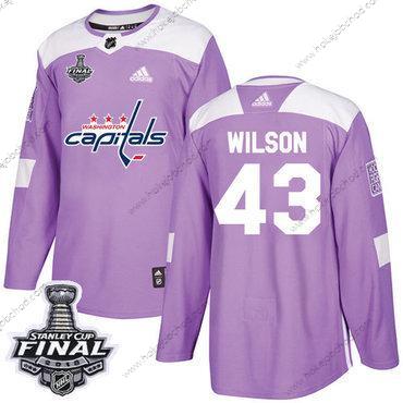 Adidas Muž Capitals #43 Tom Wilson Nachový Autentické Bojuje proti rakovině 2018 Stanley Cup Final Sešitý NHL Dres