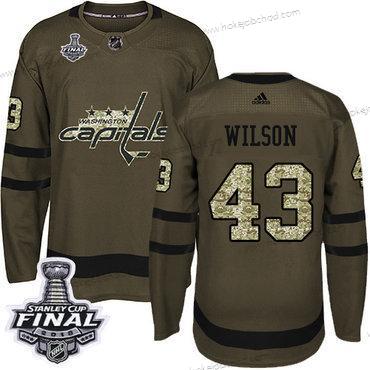 Adidas Muž Capitals #43 Tom Wilson Zelená Salute to Service 2018 Stanley Cup Final Sešitý NHL Dres