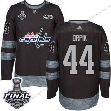 Adidas Muž Capitals #44 Brooks Orpik Černá 1917-2017 100th Výročí 2018 Stanley Cup Final Sešitý NHL Dres