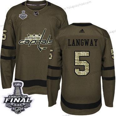 Adidas Muž Capitals #5 Rod Langway Zelená Salute to Service 2018 Stanley Cup Final Sešitý NHL Dres