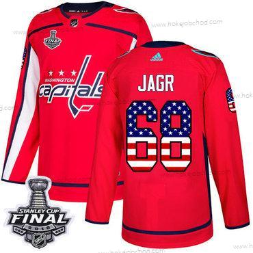 Adidas Muž Capitals #68 Jaromir Jagr Červené Domácí Autentické USA Flag 2018 Stanley Cup Final Sešitý NHL Dres