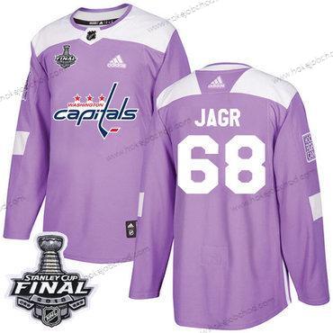 Adidas Muž Capitals #68 Jaromir Jagr Nachový Autentické Bojuje proti rakovině 2018 Stanley Cup Final Sešitý NHL Dres