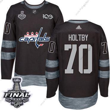 Adidas Muž Capitals #70 Braden Holtby Černá 1917-2017 100th Výročí 2018 Stanley Cup Final Sešitý NHL Dres