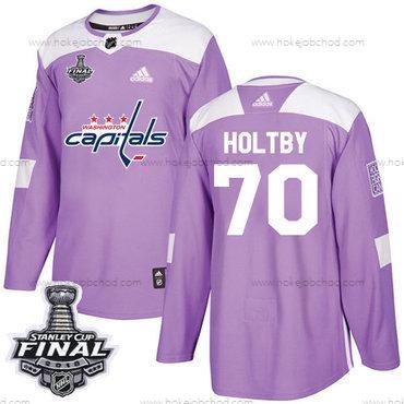 Adidas Muž Capitals #70 Braden Holtby Nachový Autentické Bojuje proti rakovině 2018 Stanley Cup Final Sešitý NHL Dres