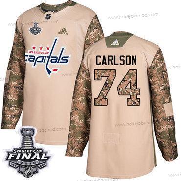 Adidas Muž Capitals #74 John Carlson Camo Autentické 2017 Veterans Day 2018 Stanley Cup Final Sešitý NHL Dres