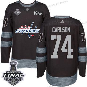 Adidas Muž Capitals #74 John Carlson Černá 1917-2017 100th Výročí 2018 Stanley Cup Final Sešitý NHL Dres