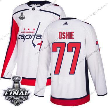 Adidas Muž Capitals #77 T. J. Oshie Bílý Road Autentické 2018 Stanley Cup Final Sešitý NHL Dres