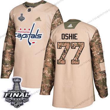 Adidas Muž Capitals #77 T. J. Oshie Camo Autentické 2017 Veterans Day 2018 Stanley Cup Final Sešitý NHL Dres