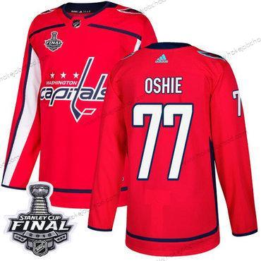 Adidas Muž Capitals #77 T. J. Oshie Červené Domácí Autentické 2018 Stanley Cup Final Sešitý NHL Dres