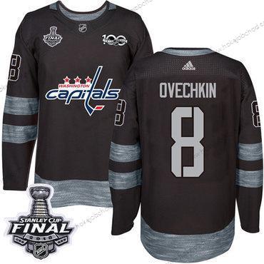 Adidas Muž Capitals #8 Alex Ovechkin Černá 1917-2017 100th Výročí 2018 Stanley Cup Final Sešitý NHL Dres