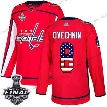 Adidas Muž Capitals #8 Alex Ovechkin Červené Domácí Autentické USA Flag 2018 Stanley Cup Final Sešitý NHL Dres