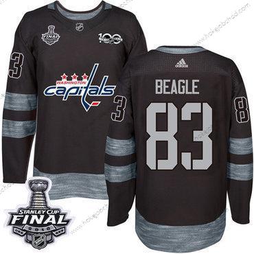 Adidas Muž Capitals #83 Jay Beagle Černá 1917-2017 100th Výročí 2018 Stanley Cup Final Sešitý NHL Dres