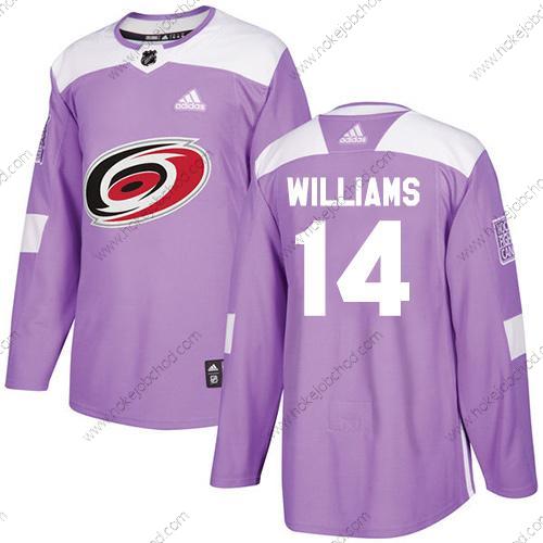 Adidas Muž Carolina Hurricanes #14 Justin Williams Nachový Autentické Bojuje proti rakovině Sešitý NHL Dres