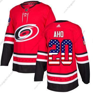 Adidas Muž Carolina Hurricanes #20 Sebastian Aho Červené Domácí Autentické USA Flag Sešitý NHL Dres