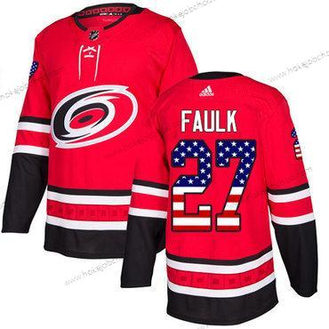 Adidas Muž Carolina Hurricanes #27 Justin Faulk Červené Domácí Autentické USA Flag Sešitý NHL Dres