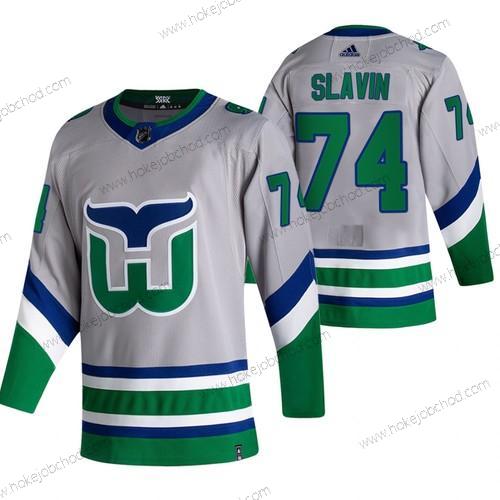 Adidas Muž Carolina Hurricanes #74 Jaccob Slavin Šedá 2020-21 Obrácený Retro Náhradní NHL Dres