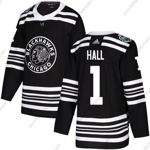 Adidas Muž Chicago Blackhawks #1 Glenn Hall Černá Autentické 2019 Zimní Klasický Sešitý NHL Dres