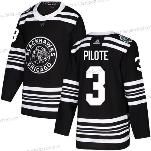 Adidas Muž Chicago Blackhawks #3 Pierre Pilote Černá Autentické 2019 Zimní Klasický Sešitý NHL Dres