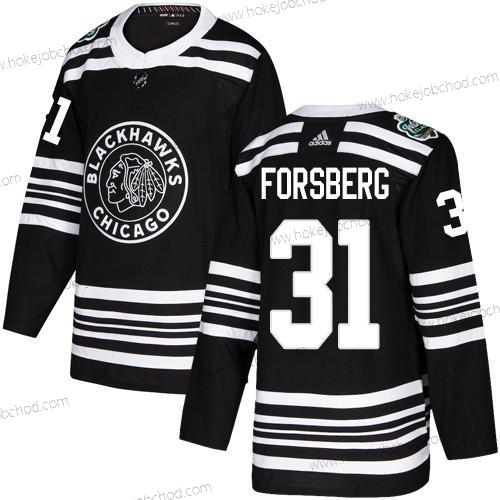 Adidas Muž Chicago Blackhawks #31 Anton Forsberg Černá Autentické 2019 Zimní Klasický Sešitý NHL Dres