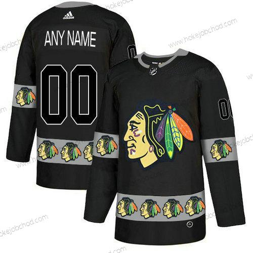 Adidas Muž Chicago Blackhawks Přizpůsobené Černá Tým Logos Dres