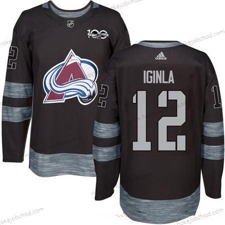 Adidas Muž Colorado Avalanche #12 Jarome Iginla Černá 100th Výročí Sešitý NHL 2017 Hokejový Dres