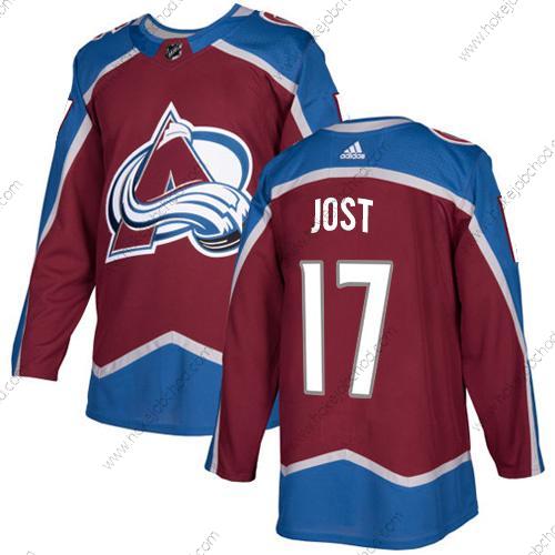 Adidas Muž Colorado Avalanche #17 Tyson Jost Domácí Červené Autentické Sešitý NHL Dres