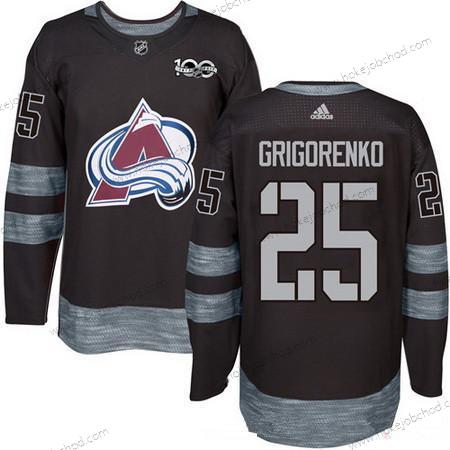 Adidas Muž Colorado Avalanche #25 Mikhail Grigorenko Černá 100th Výročí Sešitý NHL 2017 Hokejový Dres