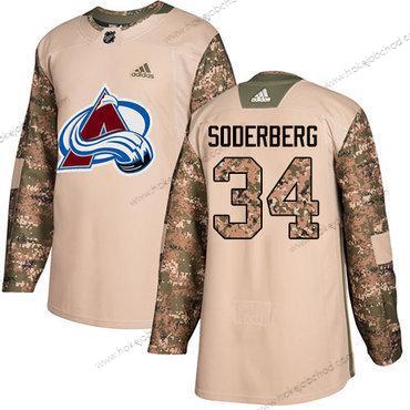 Adidas Muž Colorado Avalanche #34 Carl Soderberg Camo Autentické 2017 Veterans Day Sešitý NHL Dres