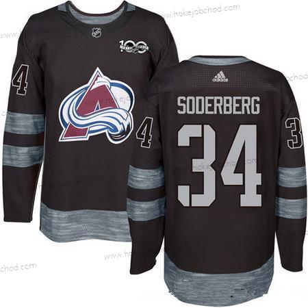 Adidas Muž Colorado Avalanche #34 Carl Soderberg Černá 100th Výročí Sešitý NHL 2017 Hokejový Dres