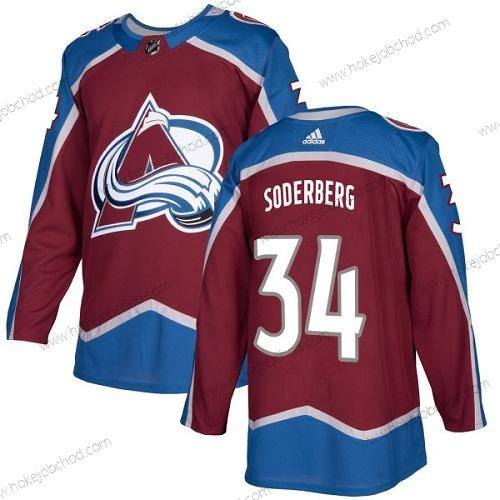 Adidas Muž Colorado Avalanche #34 Carl Soderberg Domácí Červené Autentické Sešitý NHL Dres