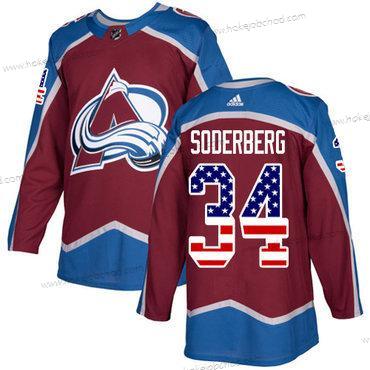 Adidas Muž Colorado Avalanche #34 Carl Soderberg Domácí Červené Autentické USA Flag Sešitý NHL Dres