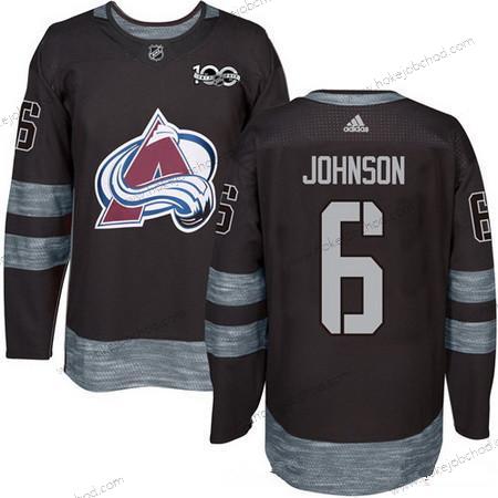 Adidas Muž Colorado Avalanche #6 Erik Johnson Černá 100th Výročí Sešitý NHL 2017 Hokejový Dres