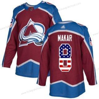 Adidas Muž Colorado Avalanche #8 Cale Makar Domácí Červené Autentické USA Flag Sešitý NHL Dres