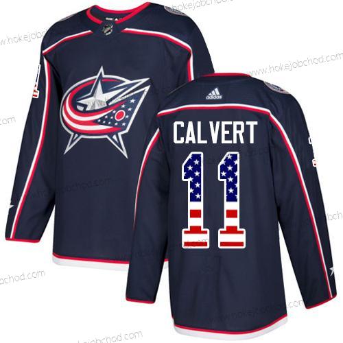 Adidas Muž Columbus Blue Jackets #11 Matt Calvert Námořnictvo Modrý Domácí Autentické USA Flag Sešitý NHL Dres