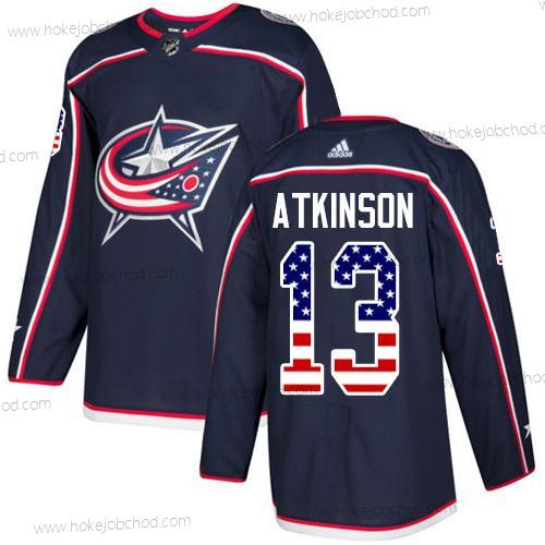 Adidas Muž Columbus Blue Jackets #13 Cam Atkinson Námořnictvo Modrý Domácí Autentické USA Flag Sešitý NHL Dres