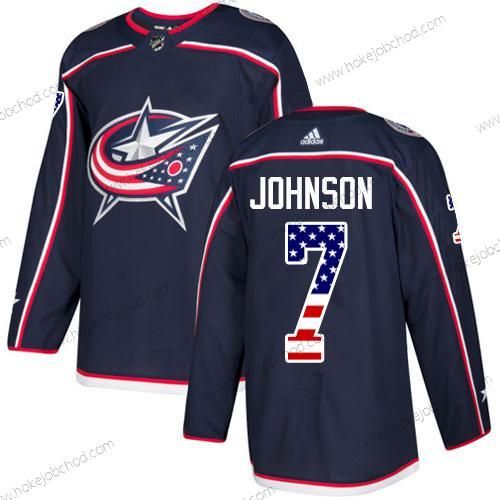 Adidas Muž Columbus Blue Jackets #7 Jack Johnson Námořnictvo Modrý Domácí Autentické USA Flag Sešitý NHL Dres