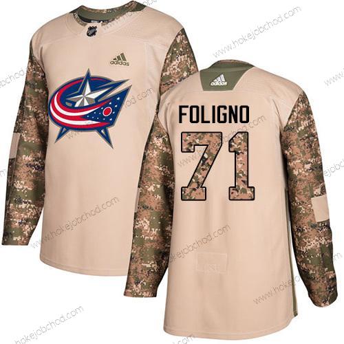 Adidas Muž Columbus Blue Jackets #71 Nick Foligno Camo Autentické 2017 Veterans Day Sešitý NHL Dres