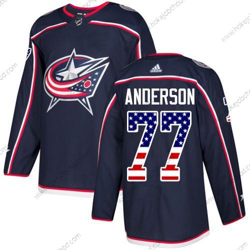 Adidas Muž Columbus Blue Jackets #77 Josh Anderson Námořnictvo Modrý Domácí Autentické USA Flag Sešitý NHL Dres