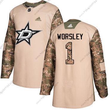 Adidas Muž Dallas Stars #1 Gump Worsley Camo Autentické 2017 Veterans Day Sešitý NHL Dres