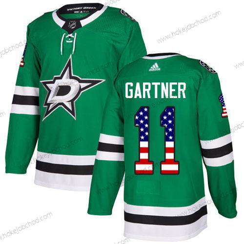 Adidas Muž Dallas Stars #11 Mike Gartner Zelená Domácí Autentické USA Flag Sešitý NHL Dres