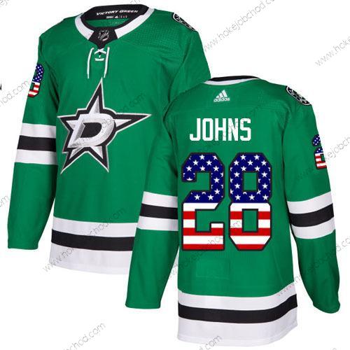 Adidas Muž Dallas Stars #28 Stephen Johns Zelená Domácí Autentické USA Flag Sešitý NHL Dres