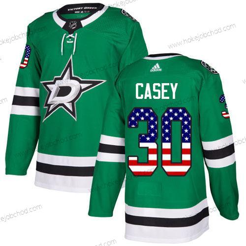 Adidas Muž Dallas Stars #30 Jon Casey Zelená Domácí Autentické USA Flag Sešitý NHL Dres