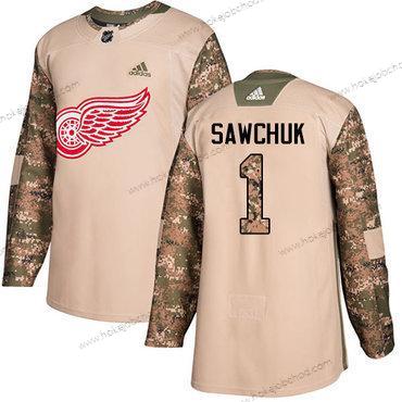 Adidas Muž Detroit Red Wings #1 Terry SaWCHuk Camo Autentické 2017 Veterans Day Sešitý NHL Dres