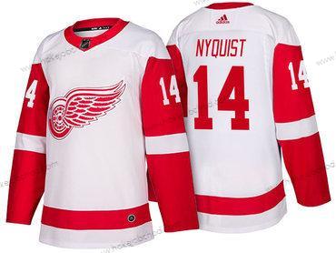 Adidas Muž Detroit Red Wings #14 Gustav Nyquist Bílý 2017-2018 Hokejový Sešitý NHL Dres