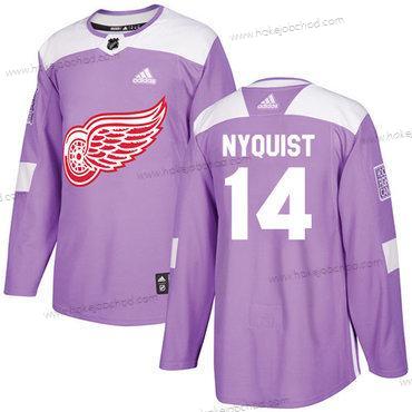 Adidas Muž Detroit Red Wings #14 Gustav Nyquist Nachový Autentické Bojuje proti rakovině Sešitý NHL Dres