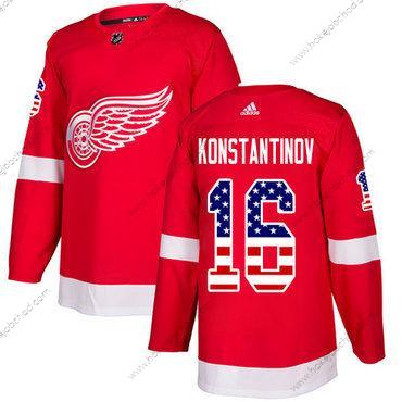 Adidas Muž Detroit Red Wings #16 Vladimir Konstantinov Červené Domácí Autentické USA Flag Sešitý NHL Dres