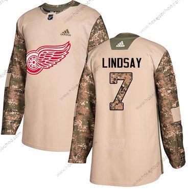 Adidas Muž Detroit Red Wings #7 Ted Lindsay Camo Autentické 2017 Veterans Day Sešitý NHL Dres